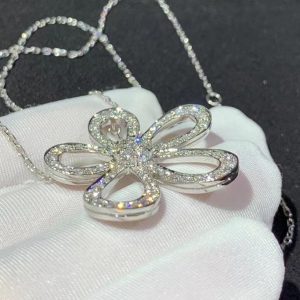 Van Cleef & Arpels Flowerlace Womens Necklace Custom Natural Diamond 18K White Gold (2)