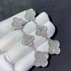 Van Cleef & Arpels Magic Alhambra Earring Custom Natural Diamond 18K White Gold (2)