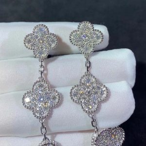 Van Cleef & Arpels Magic Alhambra Earring Custom Natural Diamond 18K White Gold (2)