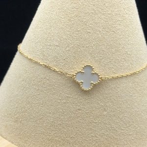 Van Cleef & Arpels Vintage Alhambra Womens Bracelet 18K Gold Mother Of Pearl Custom (2)