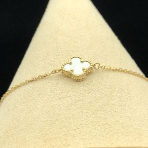 Van Cleef & Arpels Vintage Alhambra Womens Bracelet 18K Gold Mother Of Pearl Custom (2)