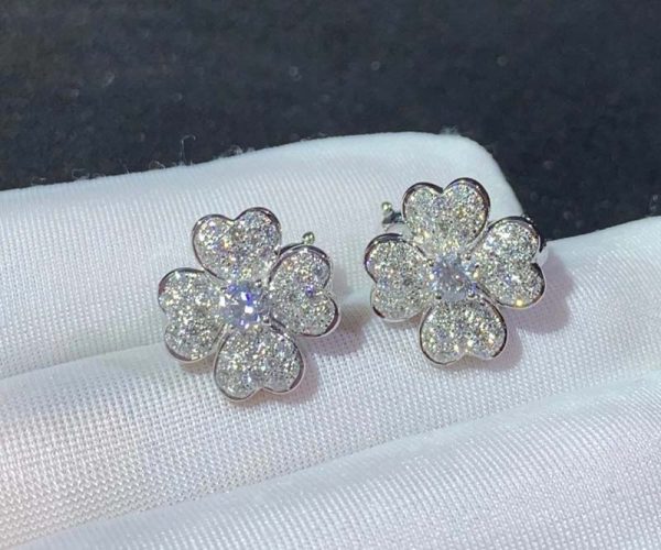 Van Cleef & Arpels Womens Earring Natural Diamond 18K White Gold Custom (2)