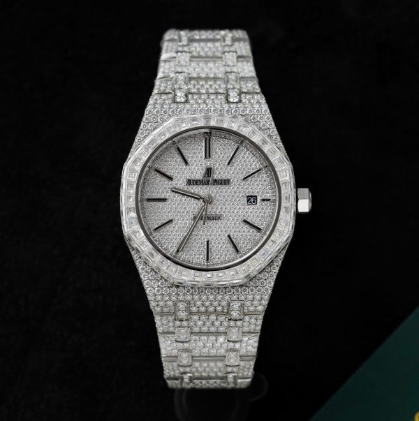 Audemars Piguet Iced Out Full Moissanite Diamonds Bezel Baguette 15400 41mm