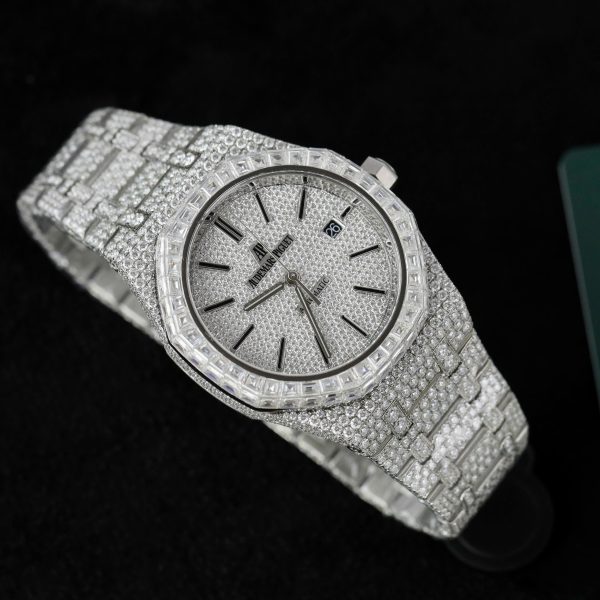 Audemars Piguet Iced Out Full Moissanite Diamonds Bezel Baguette 15400 41mm