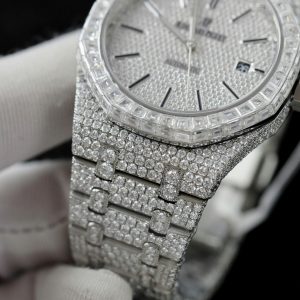 Audemars Piguet Iced Out Full Moissanite Diamonds Bezel Baguette 15400 41mm