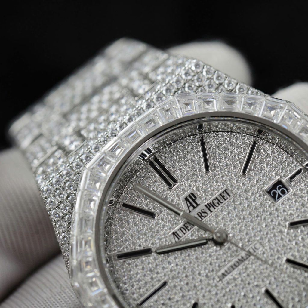 Audemars Piguet Iced Out Full Moissanite Diamonds Bezel Baguette 15400 41mm