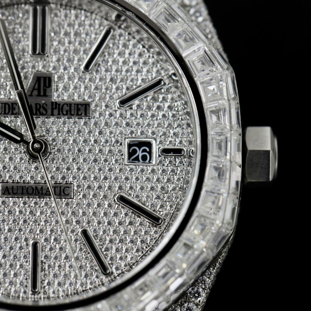 Audemars Piguet Iced Out Full Moissanite Diamonds Bezel Baguette 15400 41mm