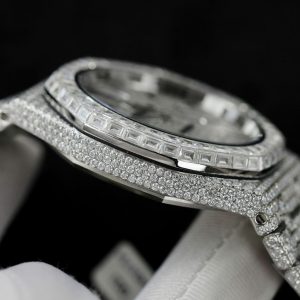 Audemars Piguet Iced Out Full Moissanite Diamonds Bezel Baguette 15400 41mm