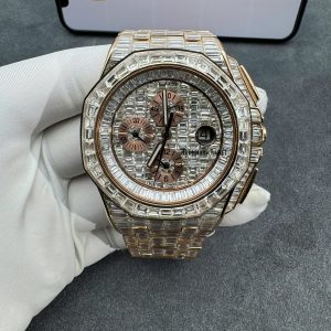 Audemars Piguet Solid Gold 18K Customs Full Diamonds Baguette Iced Out 41mm (2)