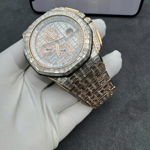 Audemars Piguet Solid Gold 18K Customs Full Diamonds Baguette Iced Out 41mm (2)