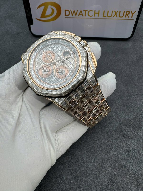 Audemars Piguet Solid Gold 18K Customs Full Diamonds Baguette Iced Out 41mm (2)