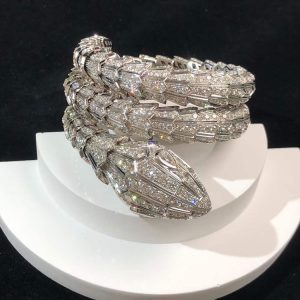 BVLGari Serpenti Bracelet Remake Natural Diamond 18K White Gold (2)