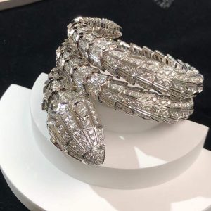 BVLGari Serpenti Bracelet Remake Natural Diamond 18K White Gold (2)