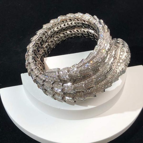 BVLGari Serpenti Bracelet Remake Natural Diamond 18K White Gold (2)