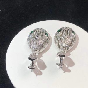 BVLGari Serpenti Earring Remake Emerald Diamond 18K White Gold (2)