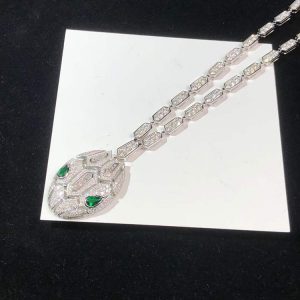 BVLGari Serpenti Necklace Gemstone Diamond 18K White Gold Custom (2)