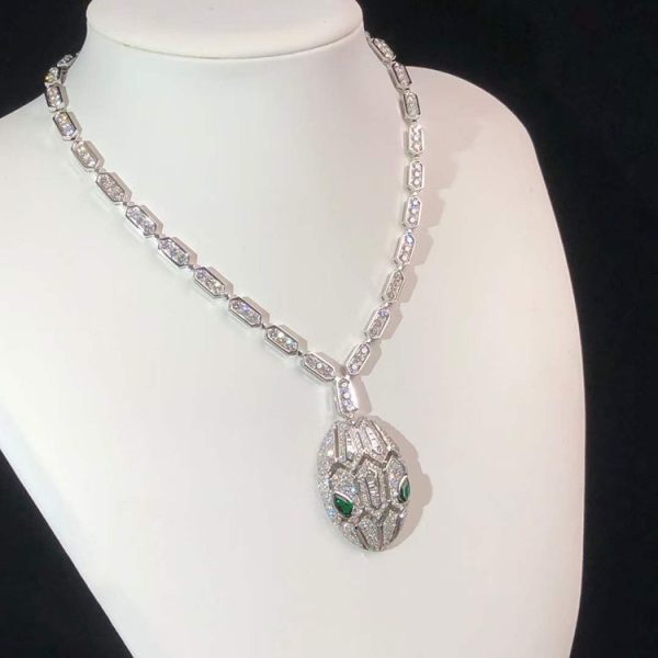 BVLGari Serpenti Necklace Gemstone Diamond 18K White Gold Custom (2)