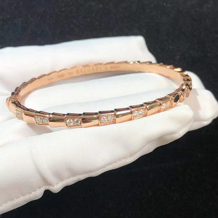 BVLGari Serpenti Vipper Bracelet Remake Natural Diamond 18K Rose Gold (2)