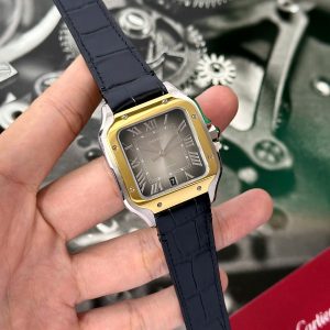 Cartier Santos CRW2SA0030 Gray Dial Demi Gold Best Replica BV Factory (1)