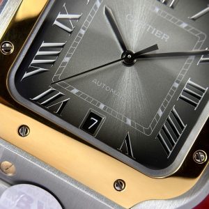 Cartier Santos CRW2SA0030 Gray Dial Demi Gold Best Replica BV Factory (1)