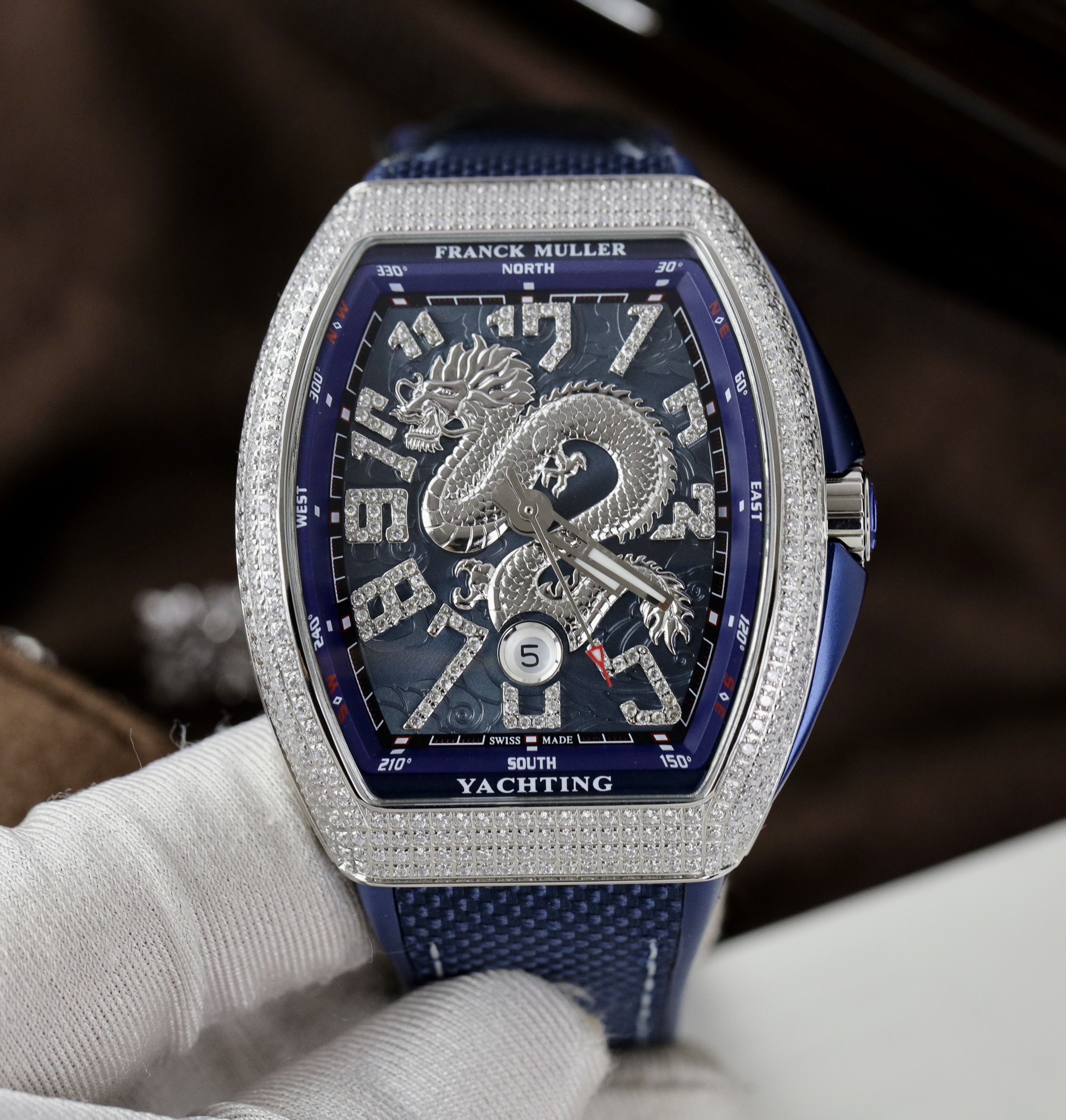 Franck Muller V45 Dragon Blue Color Best Replica Watch ABF Factory 45mm (8)