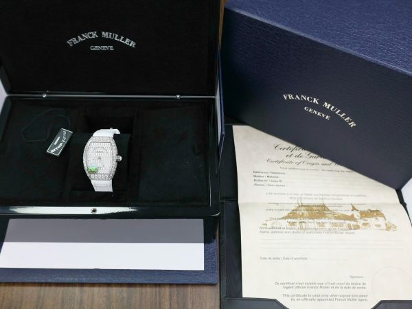 Franck Muller Vanguard V32 White Full Baguette Diamonds 36mm (2)