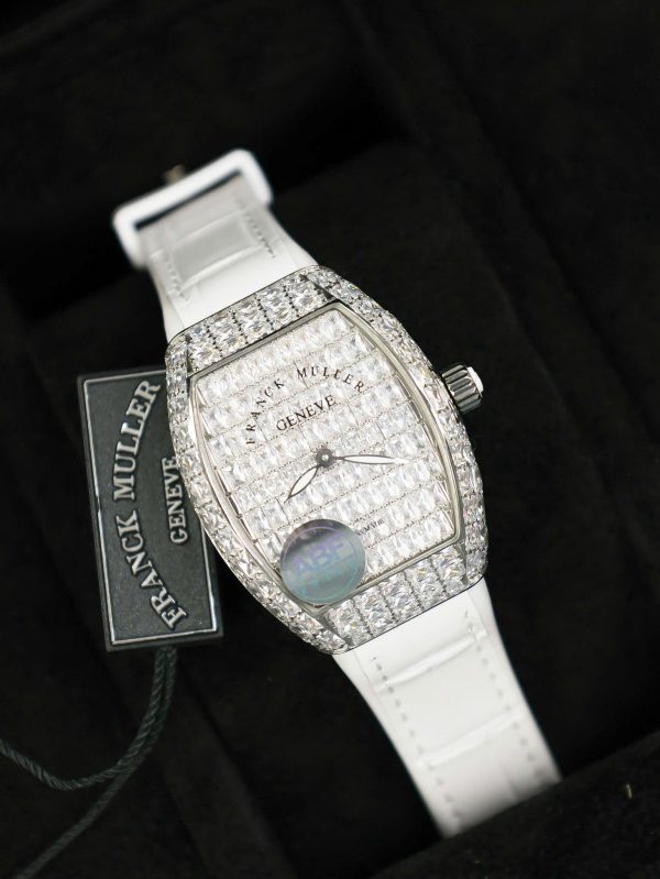 Franck Muller Vanguard V32 White Full Baguette Diamonds 36mm (2)