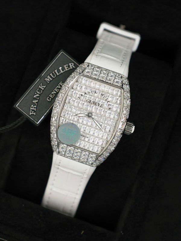 Franck Muller Vanguard V32 White Full Baguette Diamonds 36mm (2)