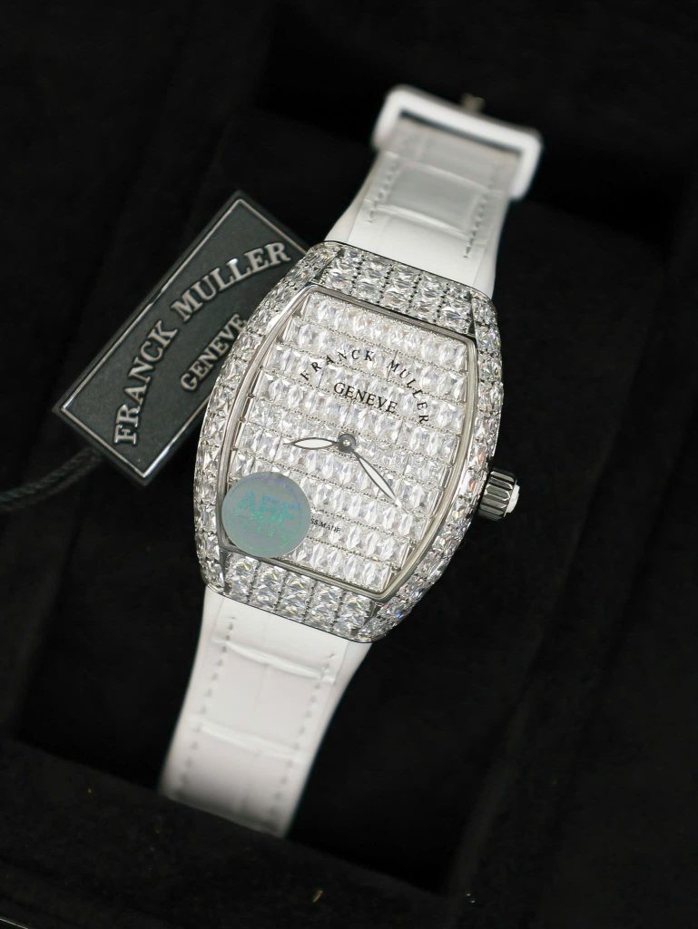 Franck Muller Vanguard V32 White Full Baguette Diamonds 36mm (2)