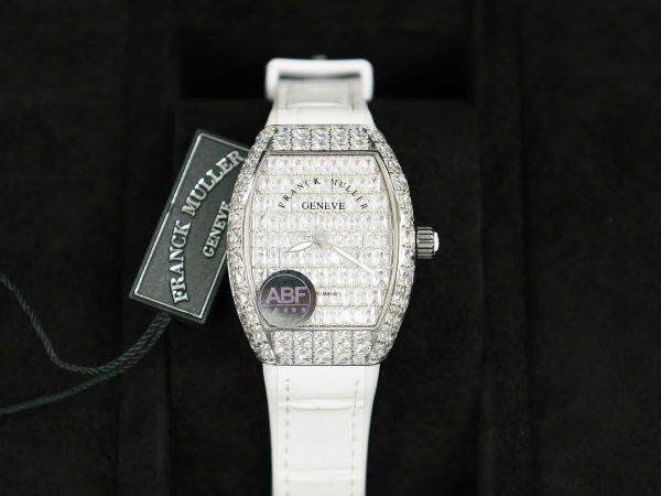 Franck Muller Vanguard V32 White Full Baguette Diamonds 36mm (2)