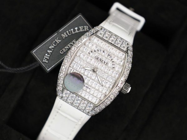 Franck Muller Vanguard V32 White Full Baguette Diamonds 36mm (2)