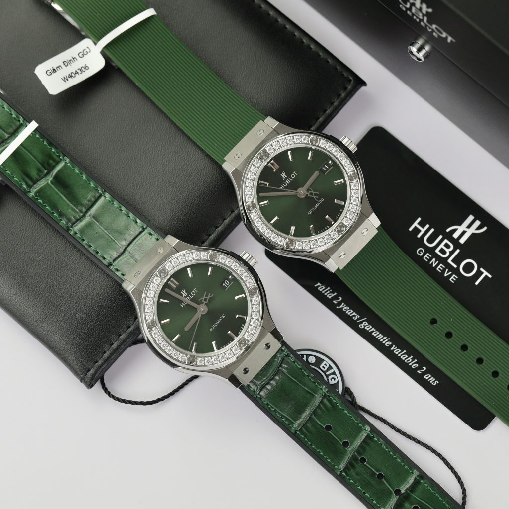 Hublot Classic Fusion Customs Bezel Moissanite Green Color 38mm (2)