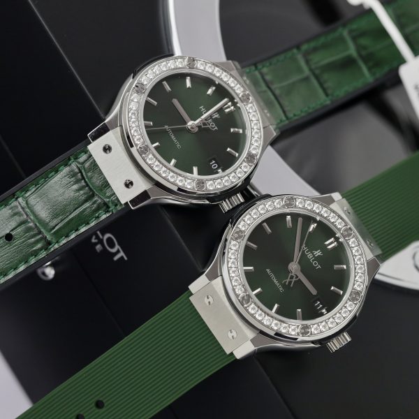 Hublot Classic Fusion Customs Bezel Moissanite Green Color 38mm (2)