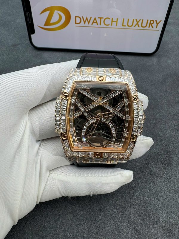 Hublot MP-06 Tourbillon Real Gold 18K Full Diamonds Baguette 45x51mm (2)