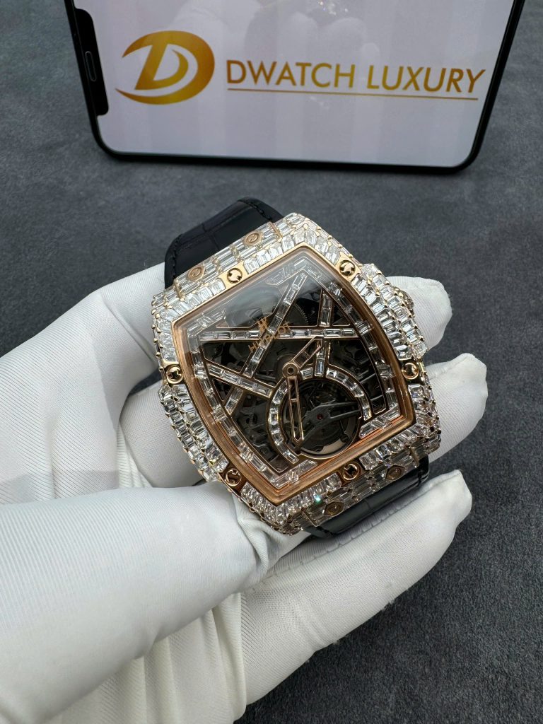 Hublot MP-06 Tourbillon Real Gold 18K Full Diamonds Baguette 45x51mm (2)