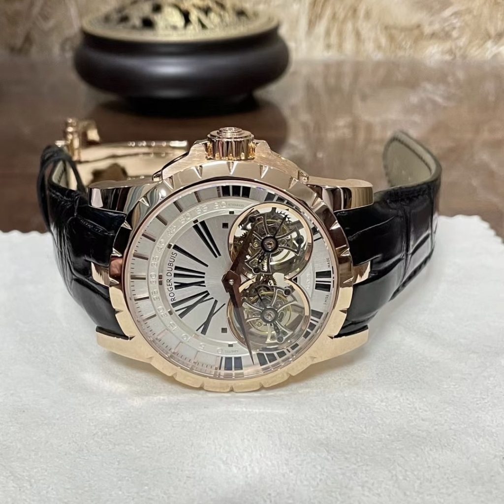 Roger Dubuis Tourbillon Real Gold 18K Leather Strap Best Replica 47mm (1)