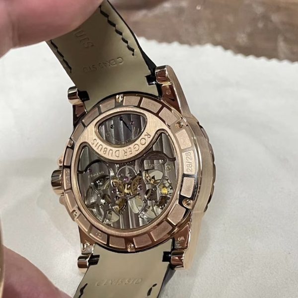 Roger Dubuis Tourbillon Real Gold 18K Leather Strap Best Replica 47mm (1)