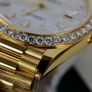 Rolex Best Replica Day-Date Gold Wrapped MOP & Moissanite Diamonds Dial GM 40mm (6)