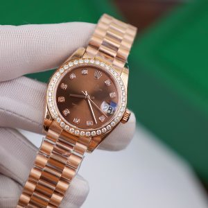 Rolex DateJust Bezel Moissanite Diamonds Chocolate Dial Women's 31mm (1)