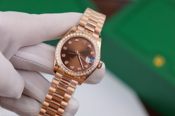 Rolex DateJust Bezel Moissanite Diamonds Chocolate Dial Women's 31mm (1)