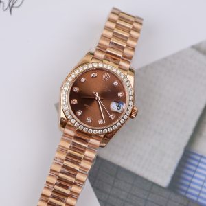 Rolex DateJust Bezel Moissanite Diamonds Chocolate Dial Women's 31mm (3)