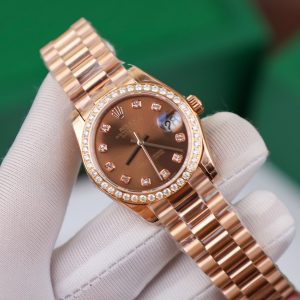 Rolex DateJust Bezel Moissanite Diamonds Chocolate Dial Women's 31mm (4)