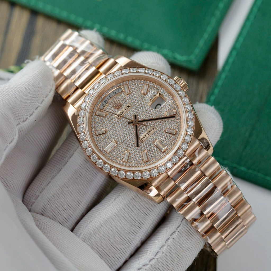 Rolex Day-Date Customs Moissanite Diamonds Dial Gold Wrapped 40mm