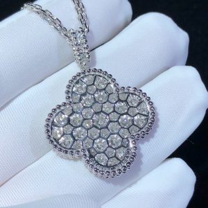 Van Cleef And Arpels Magic Alhambra Necklace 18K White Gold Natural Diamond Custom (2)