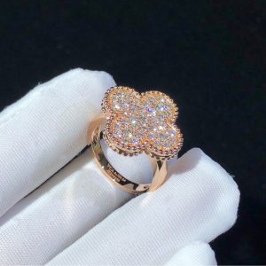 Van Cleef And Arpels Magic Alhambra Rings Custom Natural Diamond 18K Rose Gold (2)