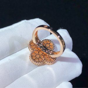 Van Cleef And Arpels Magic Alhambra Rings Custom Natural Diamond 18K Rose Gold (2)