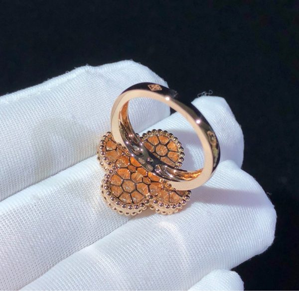 Van Cleef And Arpels Magic Alhambra Rings Custom Natural Diamond 18K Rose Gold (2)