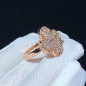 Van Cleef And Arpels Magic Alhambra Rings Custom Natural Diamond 18K Rose Gold (2)