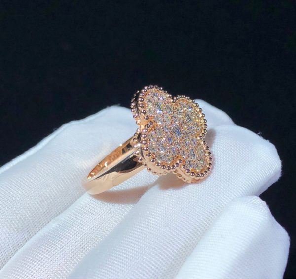 Van Cleef And Arpels Magic Alhambra Rings Custom Natural Diamond 18K Rose Gold (2)