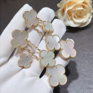 Van Cleef & Arpels Alhambra Earring Custom Mother Of Pearl 18K Gold (2)